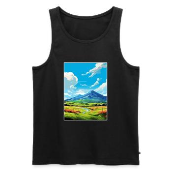 Mourne Mountains Aonb Travel Poster Souvenir WPA - Men's Premium Organic Tank Top - black - Front - AI Model Male 178 light (178cm)