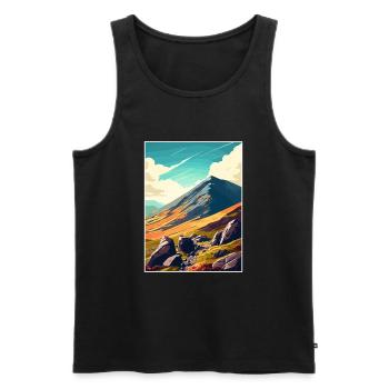 Mourne Mountains Aonb Travel Poster Souvenir WPA - Men's Premium Organic Tank Top - black - Front - AI Model Male 178 light (178cm)