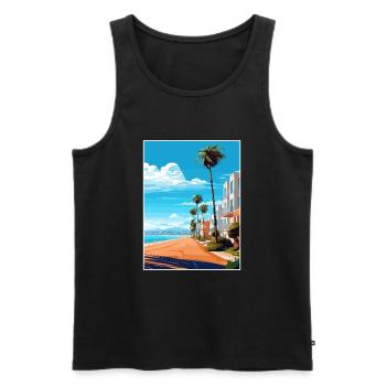 Agadir Maroc Voyage Affiche Souvenir Peinture WPA - Débardeur bio Premium Homme - noir - Devant - AI Model Male 178 light (178cm)