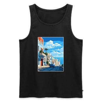 Tangier Morocco Travel Poster Souvenir Paint WPA - Men's Premium Organic Tank Top - black - Front - Michal (187cm)