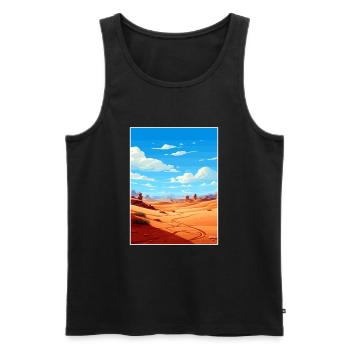 Merzouga Maroc Affiche de voyage Peinture Souvenir WPA - Débardeur bio Premium Homme - noir - Devant - AI Model Male 178 light (178cm)