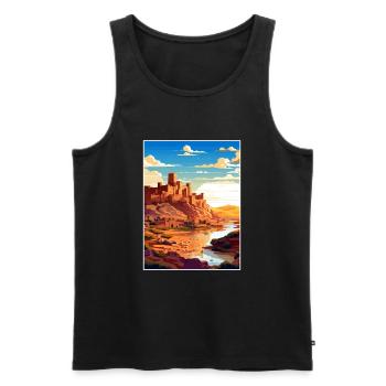 Aït Benhaddou Maroc Affiche de voyage Souvenir WPA - Débardeur bio Premium Homme - noir - Devant - AI Model Male 178 light (178cm)