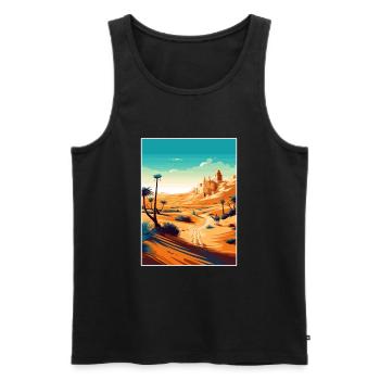 Sahara Wüste Afrika Reise Poster Souvenir WPA - Männer Premium Bio Tank Top - Schwarz - Vorne - AI Model Male 178 light (178cm)