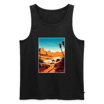 Sahara Wüste Afrika Reise Poster Souvenir WPA - Männer Premium Bio Tank Top - Schwarz - Vorne - AI Model Male 178 light (178cm)