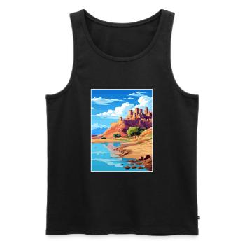 Aït Benhaddou Maroc Affiche de voyage Souvenir WPA - Débardeur bio Premium Homme - noir - Devant - AI Model Male 178 light (178cm)