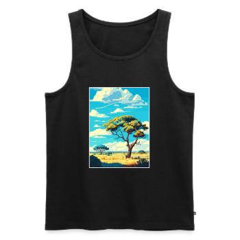Affiche de voyage du parc national Kruger en Afrique du Sud - Débardeur bio Premium Homme - noir - Devant - AI Model Male 178 light (178cm)