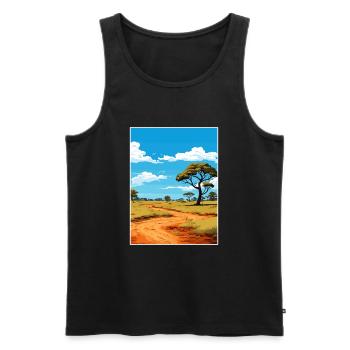 Affiche de voyage du parc national Kruger en Afrique du Sud - Débardeur bio Premium Homme - noir - Devant - AI Model Male 178 light (178cm)