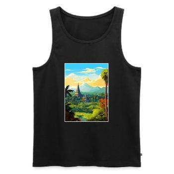 Indonesien Reise Poster Souvenir Postkarte Malerei - Männer Premium Bio Tank Top - Schwarz - Vorne - Michal (187cm)