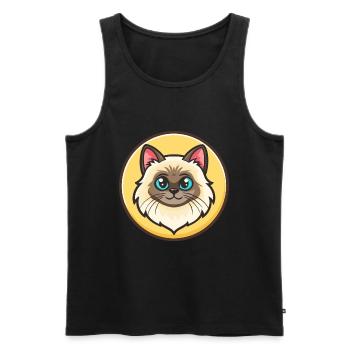 Birman Chat Race Dessin Animé Kawaii Animal Pet - Débardeur bio Premium Homme - noir - Devant - Michal (187cm)