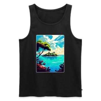 Belize Caribbean Travel Poster Souvenir Paint WPA - Men's Premium Organic Tank Top - black - Front - Michal (187cm)