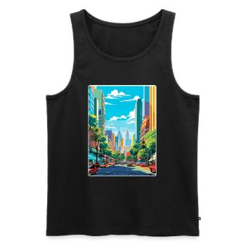 Sao Paulo Brésil Affiche de voyage Peinture Souvenir WPA - Débardeur bio Premium Homme - noir - Devant - Michal (187cm)