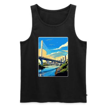 Sao Paulo Brésil Affiche de voyage Peinture Souvenir WPA - Débardeur bio Premium Homme - noir - Devant - Michal (187cm)