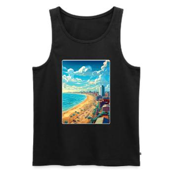 Mar del Plata Affiche de voyage Peinture Souvenir WPA - Débardeur bio Premium Homme - noir - Devant - Michal (187cm)