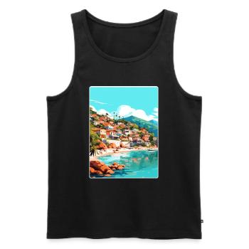 Yelapa Reise Poster Souvenir Postkarte Malerei - Männer Premium Bio Tank Top - Schwarz - Vorne - Michal (187cm)