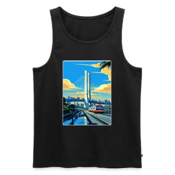 Sao Paulo Brésil Affiche de voyage Peinture Souvenir WPA - Débardeur bio Premium Homme - noir - Devant - Michal (187cm)