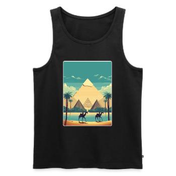 Kairo Ägypten Große Pyramiden Von Gizeh Reiseposter - Männer Premium Bio Tank Top - Schwarz - Vorne - AI Model Male 178 light (178cm)