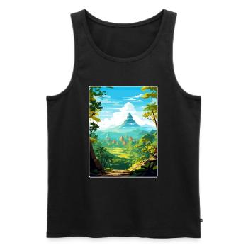 Bali Indonésie Voyage Affiche Souvenir Peinture WPA - Débardeur bio Premium Homme - noir - Devant - Michal (187cm)