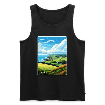 Cornouailles Aonb Voyage Affiche Peinture Souvenir WPA - Débardeur bio Premium Homme - noir - Devant - Michal (187cm)