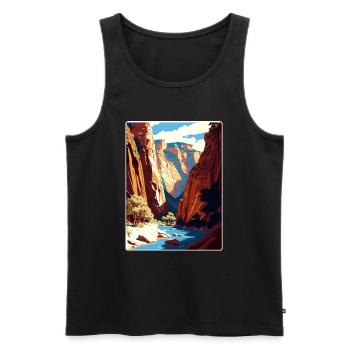Carte de voyage du parc national de Zion The Narrows Arizona - Débardeur bio Premium Homme - noir - Devant - Michal (187cm)