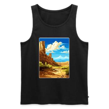 Mesa Verde National Park Colorado Travel Poster - Men's Premium Organic Tank Top - black - Front - AI Model Male 178 light (178cm)
