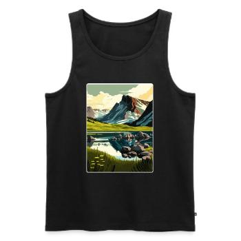 Parc national de Sarek Suède Affiche de voyage suédoise - Débardeur bio Premium Homme - noir - Devant - Michal (187cm)
