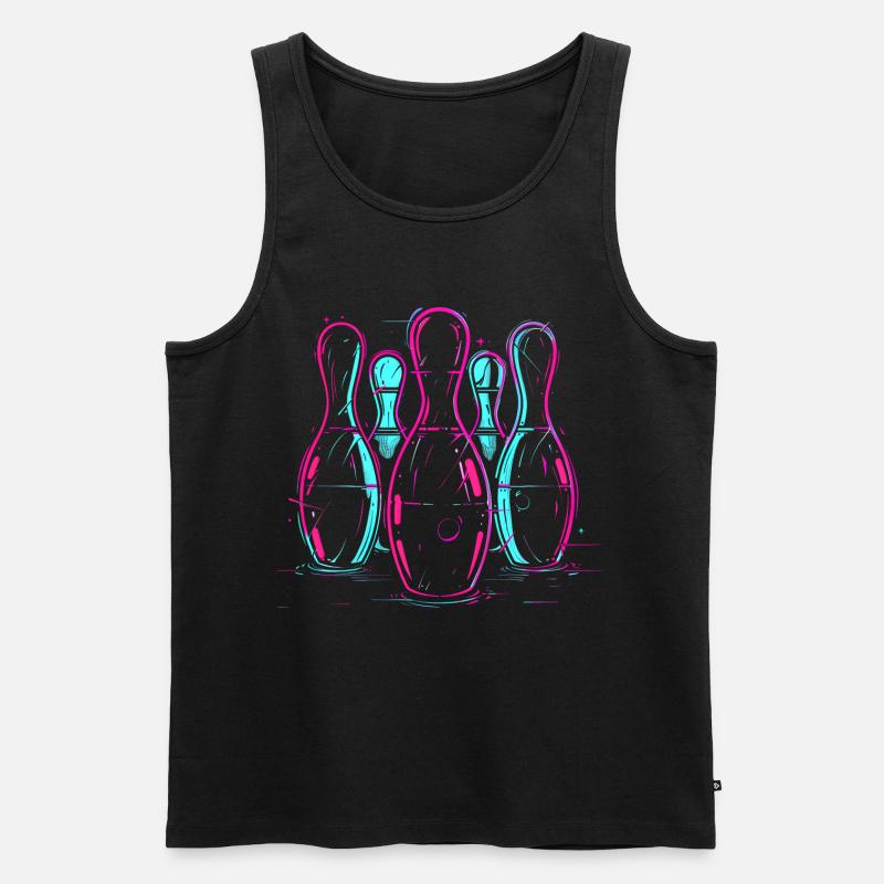 Retro Bowling Synthwave - Männer Premium Bio Tank Top - Schwarz