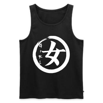 The word girl in Japanese (white) - Men's Premium Organic Tank Top - black - Front - Michal (187cm)