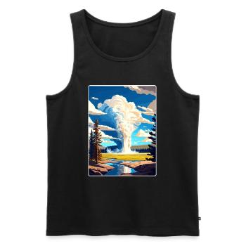 Affiche de voyage souvenir du parc national de Yellowstone - Débardeur bio Premium Homme - noir - Devant - Michal (187cm)