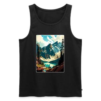 Carte d’affiche de voyage du parc national des North Cascades - Débardeur bio Premium Homme - noir - Devant - Michal (187cm)