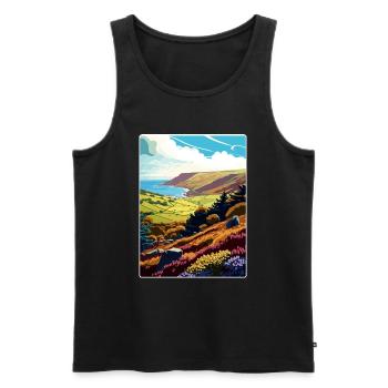 Parc national d’Exmoor Affiche de voyage Peinture de carte postale - Débardeur bio Premium Homme - noir - Devant - Michal (187cm)