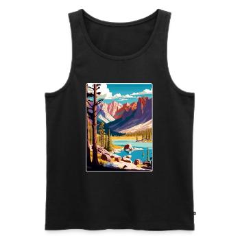 Affiche de voyage du parc national du Grand Bassin - Débardeur bio Premium Homme - noir - Devant - Michal (187cm)