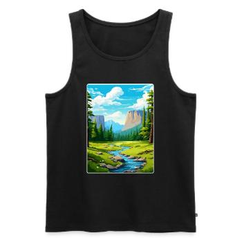 Parc national de Yosemite Affiche de voyage Souvenir WPA - Débardeur bio Premium Homme - noir - Devant - AI Model Male 178 light (178cm)