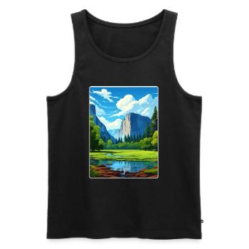 Parc national de Yosemite Affiche de voyage Souvenir WPA - Débardeur bio Premium Homme - noir - Devant - AI Model Male 178 light (178cm)