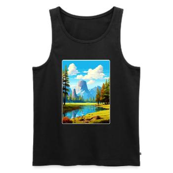 Parc national de Yosemite Affiche de voyage Souvenir WPA - Débardeur bio Premium Homme - noir - Devant - AI Model Male 178 light (178cm)