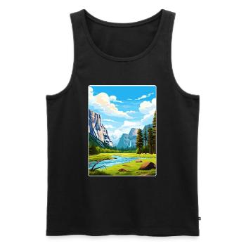 Parc national de Yosemite Affiche de voyage Souvenir WPA - Débardeur bio Premium Homme - noir - Devant - AI Model Male 178 light (178cm)