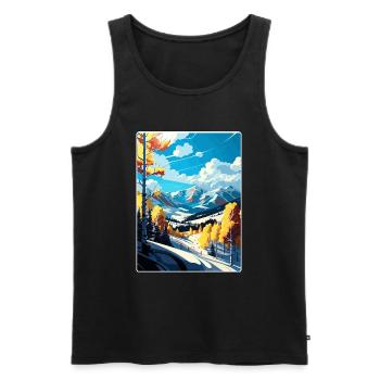 Aspen Ski Resort Colorado Reiseposter Souvenir - Männer Premium Bio Tank Top - Schwarz - Vorne - AI Model Male 178 light (178cm)
