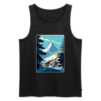 Zermatt Ski Ski Affiche de voyage Peinture souvenir WP - Débardeur bio Premium Homme - noir - Devant - Michal (187cm)