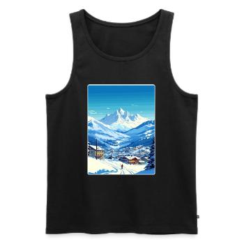 Chamonix Ski Ski Affiche de voyage vintage Souvenir - Débardeur bio Premium Homme - noir - Devant - Michal (187cm)