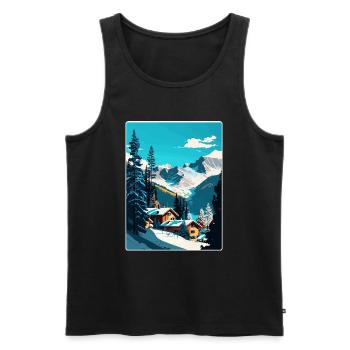 Les Arcs Ski Skiing Vintage Travel Poster Souvenir - Men's Premium Organic Tank Top - black - Front - AI Model Male 178 light (178cm)