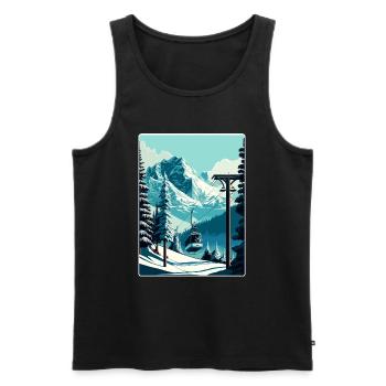 Verbier Ski Ski Voyage Affiche Peinture Souvenir WP - Débardeur bio Premium Homme - noir - Devant - Michal (187cm)