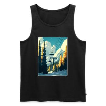 Aspen Ski Ski Voyage Affiche Peinture Souvenir WPA - Débardeur bio Premium Homme - noir - Devant - Michal (187cm)