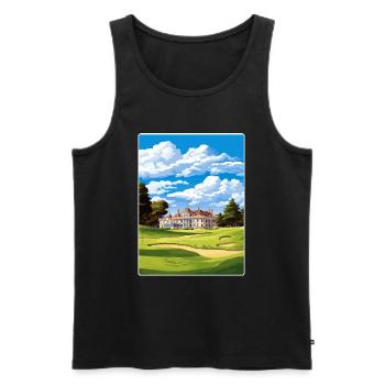 Die Reiseposterkarte des Olympi Golf Club Course - Männer Premium Bio Tank Top - Schwarz - Vorne - Michal (187cm)