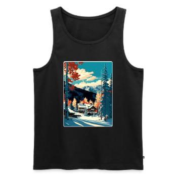 Aspen Ski Ski Voyage Affiche Peinture Souvenir WPA - Débardeur bio Premium Homme - noir - Devant - Michal (187cm)