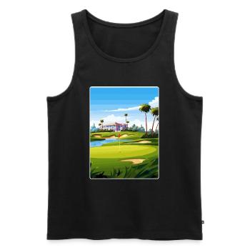 Riviera Country Club Golf Voyage Poster Souvenir - Débardeur bio Premium Homme - noir - Devant - Michal (187cm)