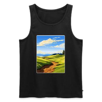 Affiche de voyage du club de golf de Chambers Bay Souvenir WPA - Débardeur bio Premium Homme - noir - Devant - AI Model Male 178 light (178cm)