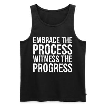 embrace the process witness the progress - Men's Premium Organic Tank Top - black - Front - AI Model Male 178 light (178cm)