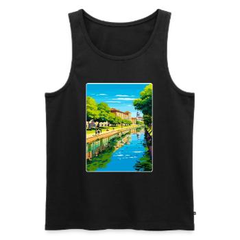 Padua Palermo Town Italy Travel Poster Souvenir - Men's Premium Organic Tank Top - black - Front - AI Model Male 178 light (178cm)