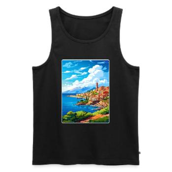 Chania Griechenland Reise Poster Souvenir Malerei WPA - Männer Premium Bio Tank Top - Schwarz - Vorne - Michal (187cm)