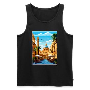 Palermo Sicily Town Italy Travel Poster Souvenir - Men's Premium Organic Tank Top - black - Front - AI Model Male 178 light (178cm)