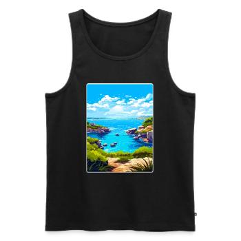 Sardaigne Italie Affiche de voyage Peinture souvenir WPA - Débardeur bio Premium Homme - noir - Devant - Michal (187cm)